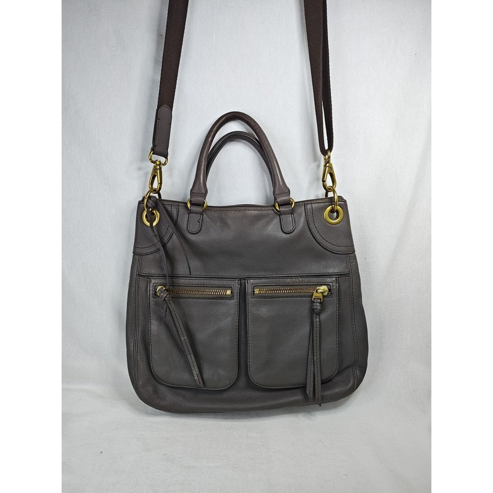 Fossil Crossbody Karli Shoulder Gray Leather Hobo Bag Purse‎ With Strap